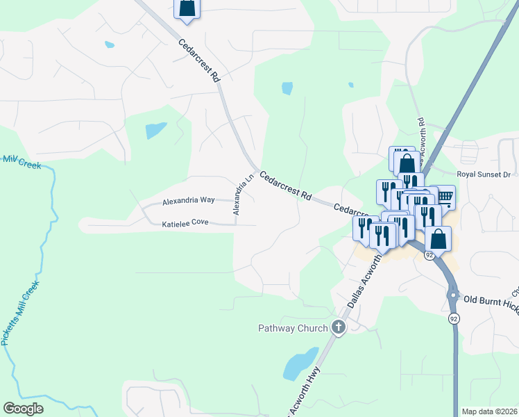map of restaurants, bars, coffee shops, grocery stores, and more near 81 Alexandria Court in Dallas
