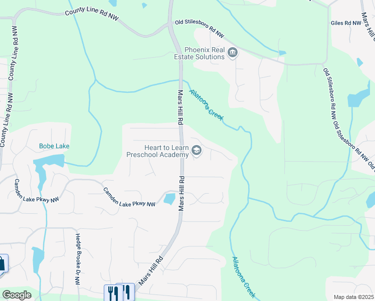 map of restaurants, bars, coffee shops, grocery stores, and more near 5046 Sunbrook Drive in Acworth
