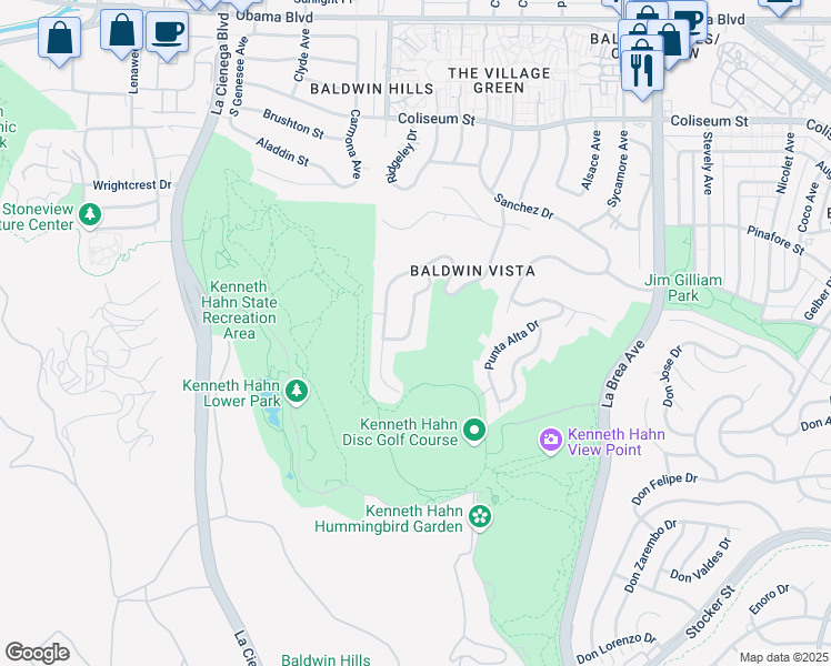 map of restaurants, bars, coffee shops, grocery stores, and more near 4216 Terraza Drive in Los Angeles