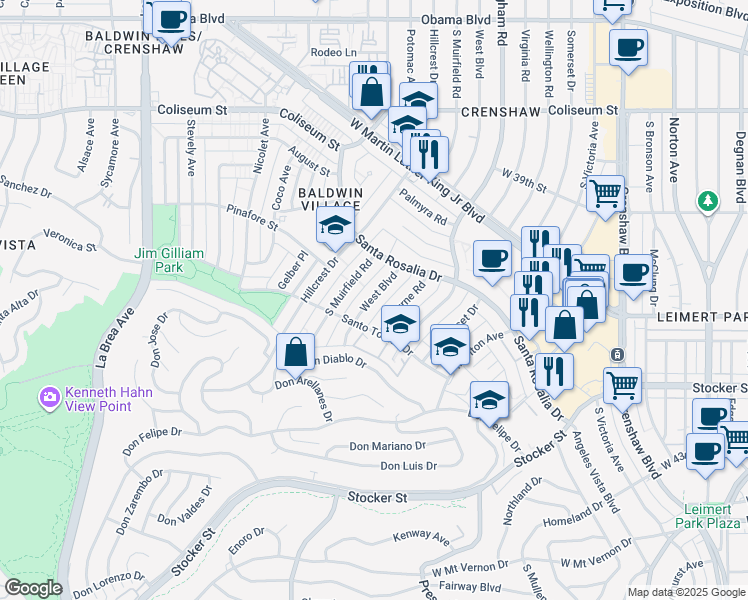map of restaurants, bars, coffee shops, grocery stores, and more near 4079 Abourne Road in Los Angeles