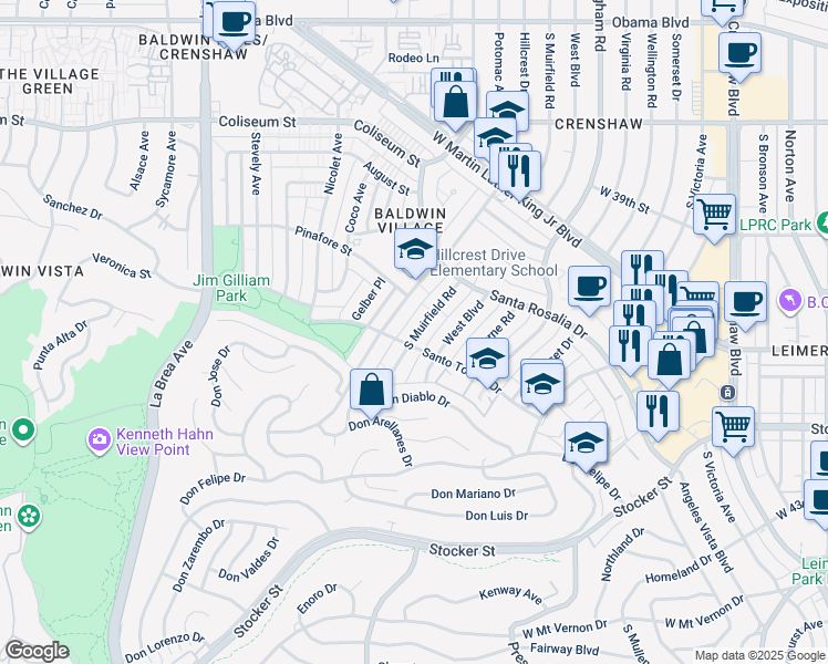 map of restaurants, bars, coffee shops, grocery stores, and more near 4301 Santo Tomas Drive in Los Angeles