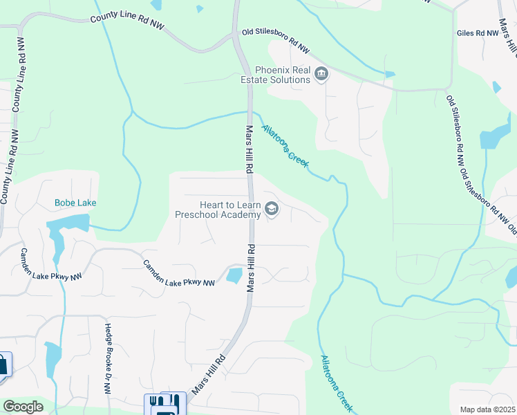 map of restaurants, bars, coffee shops, grocery stores, and more near 5046 Sunbrook Drive in Acworth
