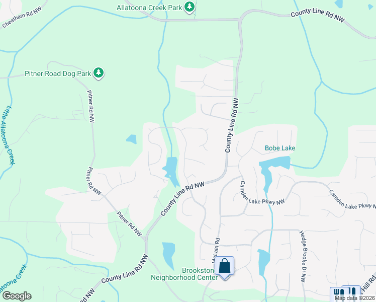 map of restaurants, bars, coffee shops, grocery stores, and more near 2318 Starr Lake Drive Northwest in Acworth