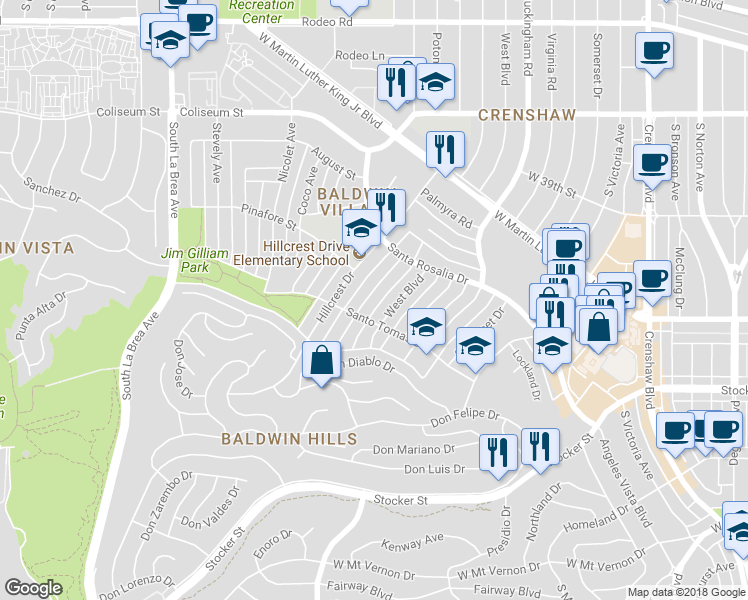 map of restaurants, bars, coffee shops, grocery stores, and more near 4301 Santo Tomas Drive in Los Angeles