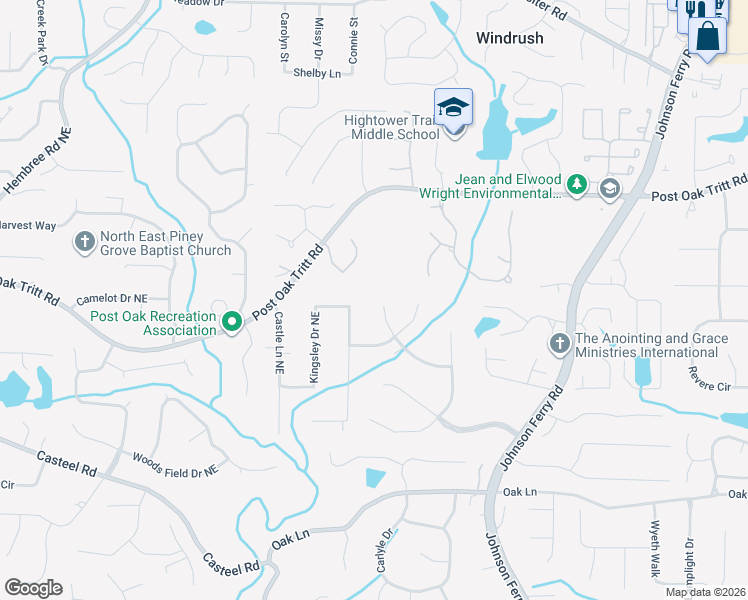 map of restaurants, bars, coffee shops, grocery stores, and more near 2541 Arthurs Court Northeast in Marietta