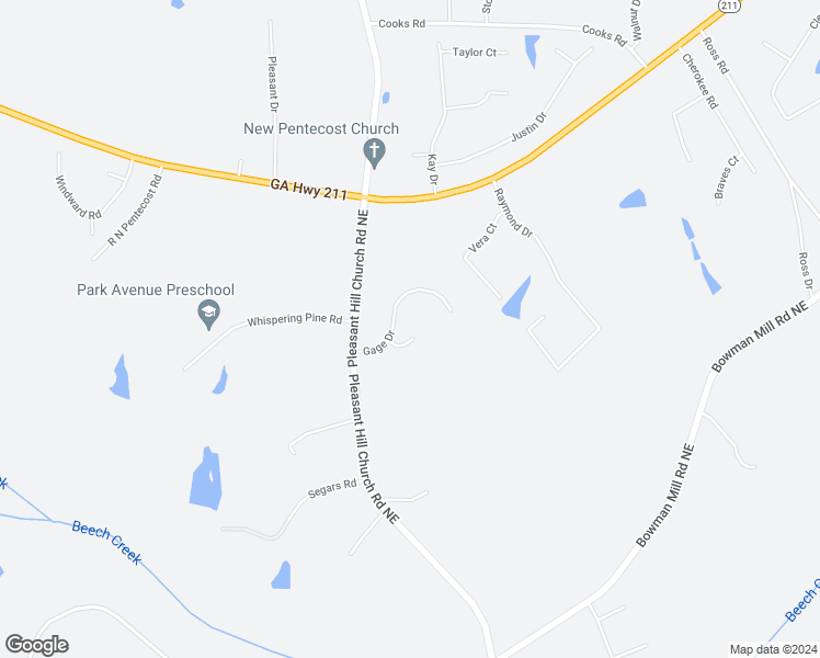 map of restaurants, bars, coffee shops, grocery stores, and more near 288 Karis Lane in Winder