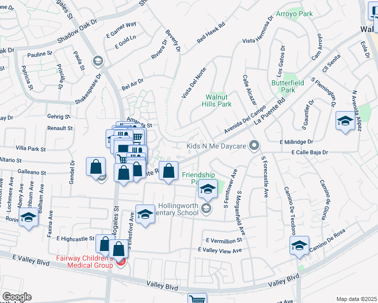 map of restaurants, bars, coffee shops, grocery stores, and more near 3660 Agate Way in West Covina