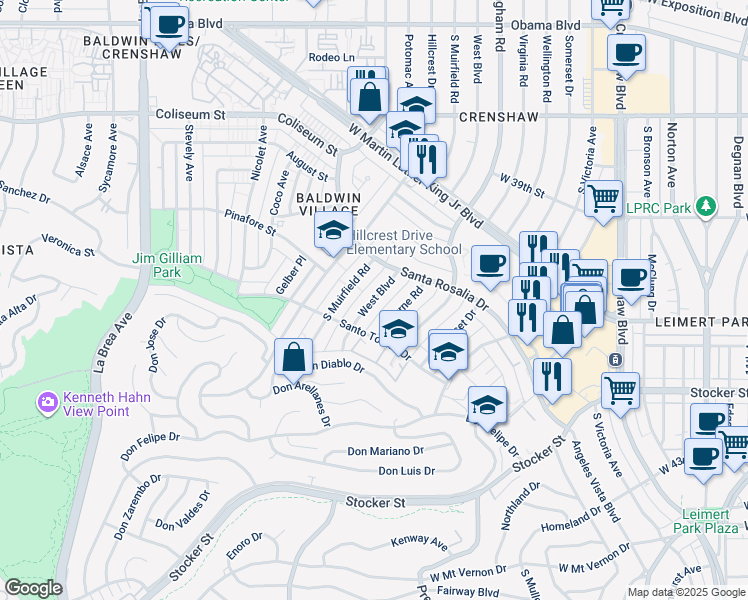 map of restaurants, bars, coffee shops, grocery stores, and more near 4079 Abourne Road in Los Angeles