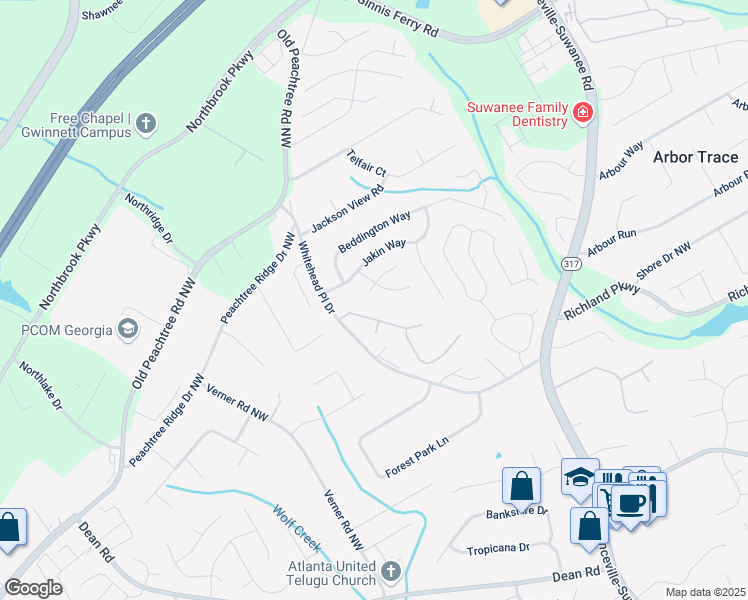 map of restaurants, bars, coffee shops, grocery stores, and more near 680 Ruxbury Court in Suwanee