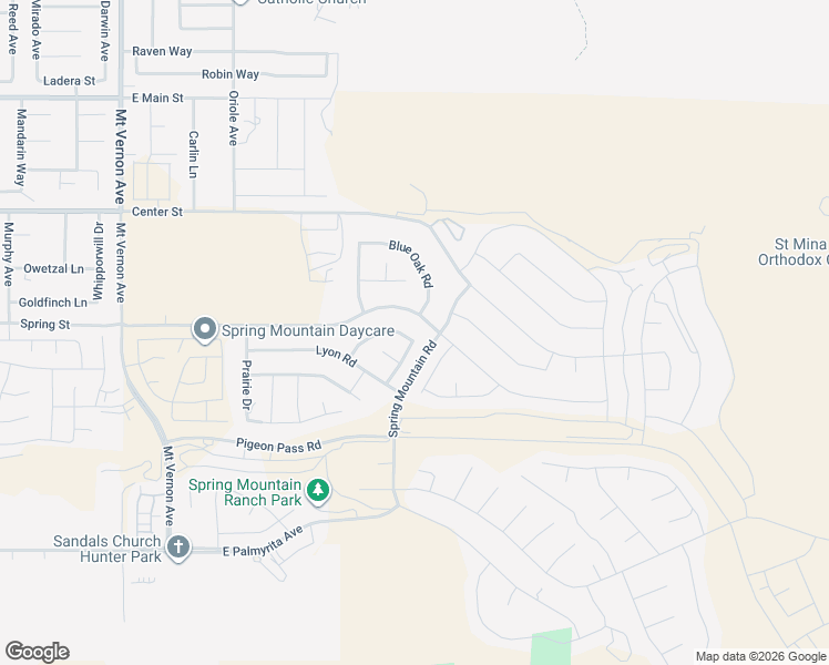 map of restaurants, bars, coffee shops, grocery stores, and more near 20619 Spring Street in Riverside