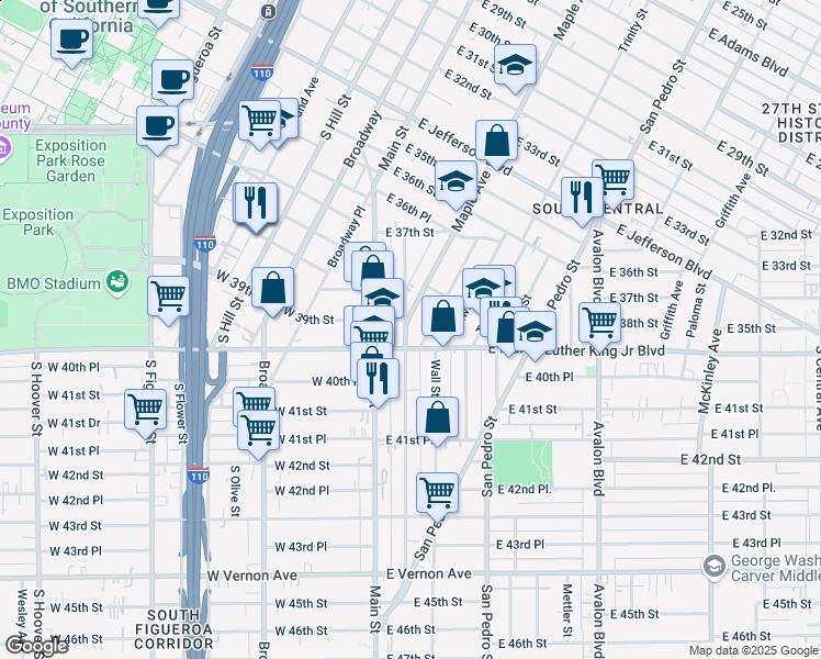 map of restaurants, bars, coffee shops, grocery stores, and more near 3844 Woodlawn Avenue in Los Angeles