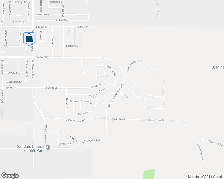 map of restaurants, bars, coffee shops, grocery stores, and more near 20619 Spring Street in Riverside