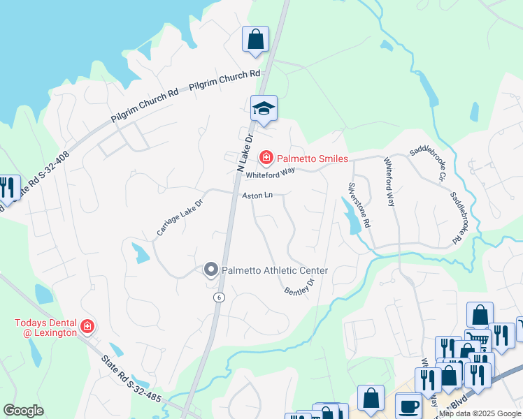 map of restaurants, bars, coffee shops, grocery stores, and more near 207 Aston Lane in Lexington