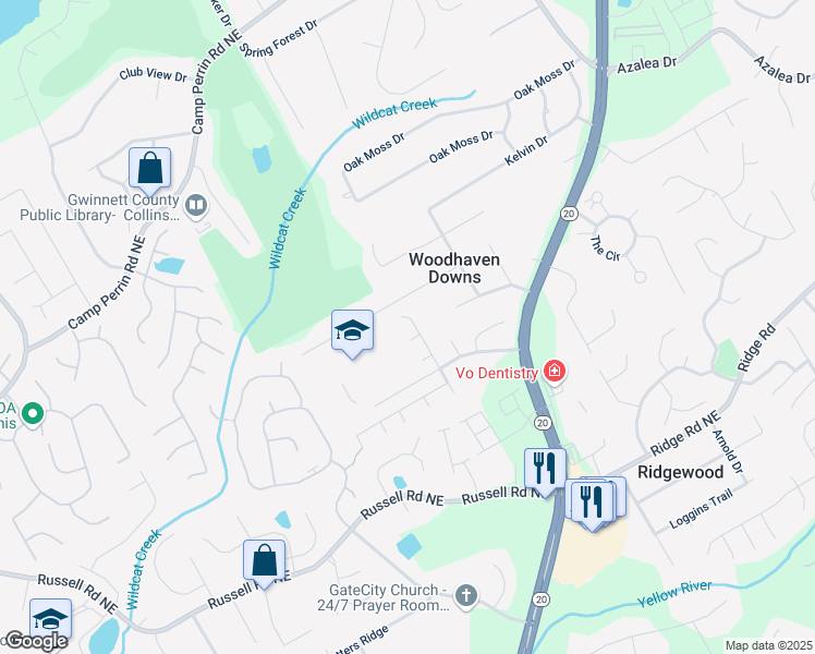 map of restaurants, bars, coffee shops, grocery stores, and more near 1764 Taylor Oaks Drive in Lawrenceville