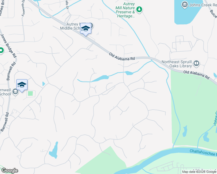 map of restaurants, bars, coffee shops, grocery stores, and more near 1090 Matheson Way in Alpharetta