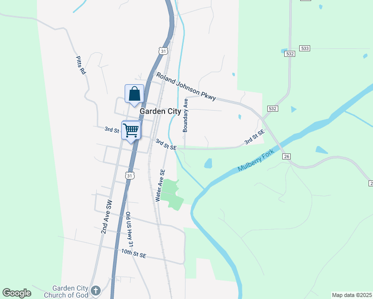 map of restaurants, bars, coffee shops, grocery stores, and more near 104 Highland Street Southeast in Hanceville