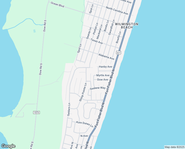 map of restaurants, bars, coffee shops, grocery stores, and more near 1103 Trout Lane in Carolina Beach