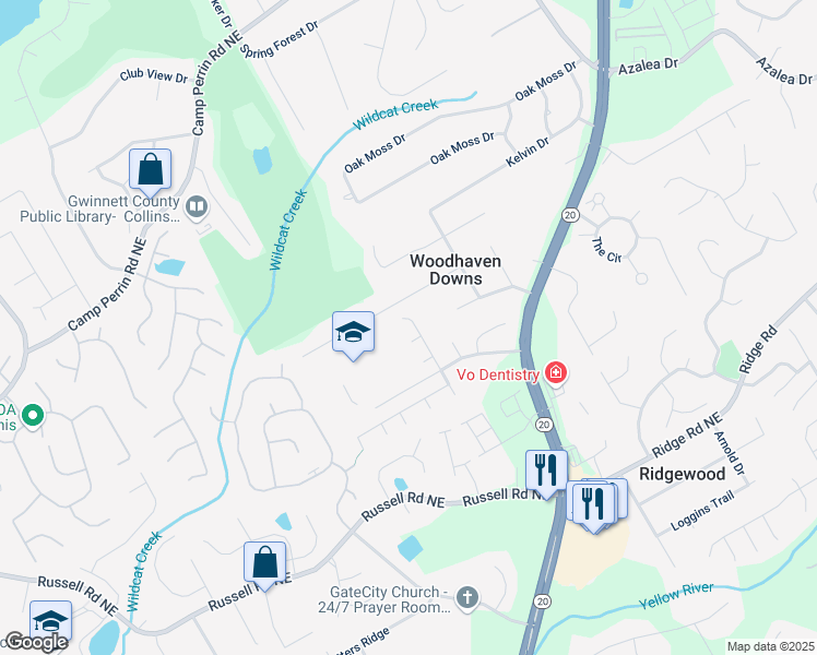 map of restaurants, bars, coffee shops, grocery stores, and more near 1764 Taylor Oaks Drive in Lawrenceville