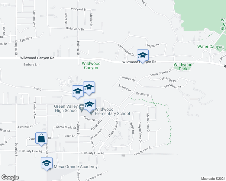 map of restaurants, bars, coffee shops, grocery stores, and more near 36123 Serape Drive in Yucaipa