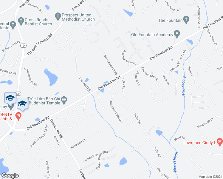 map of restaurants, bars, coffee shops, grocery stores, and more near 1599 Amhearst Mill Drive in Lawrenceville