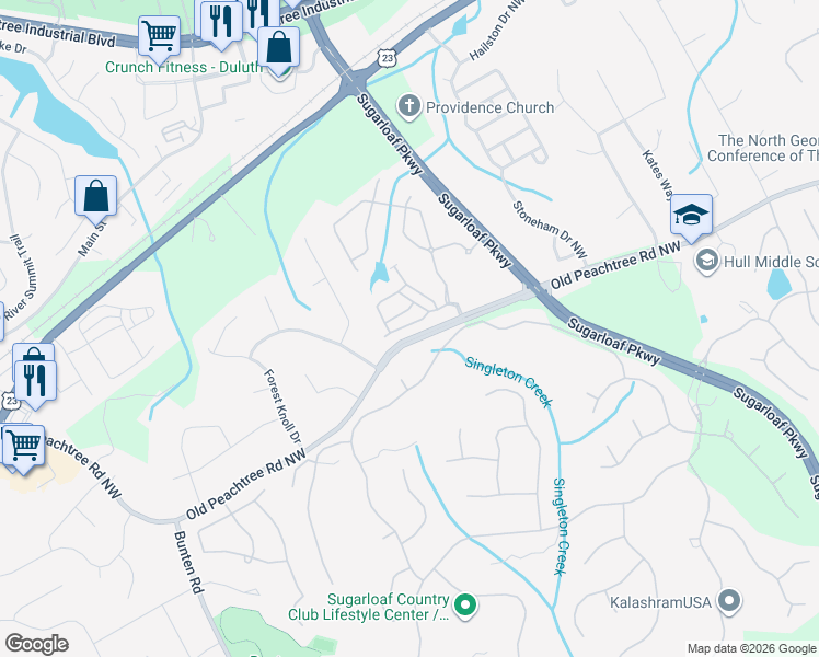 map of restaurants, bars, coffee shops, grocery stores, and more near 2482 Kinglet Court in Duluth