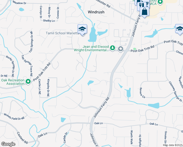 map of restaurants, bars, coffee shops, grocery stores, and more near 4065 Tritt Homestead Drive in Marietta