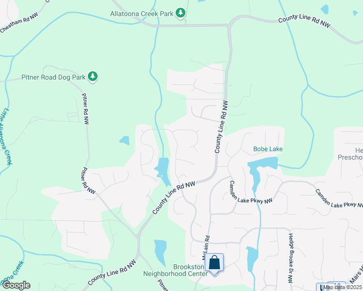 map of restaurants, bars, coffee shops, grocery stores, and more near 2320 Starr Lake Drive Northwest in Acworth