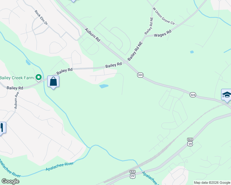 map of restaurants, bars, coffee shops, grocery stores, and more near 3855 Burnt Hickory Drive in Dacula