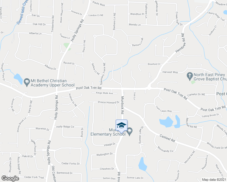 map of restaurants, bars, coffee shops, grocery stores, and more near 2945 Kings Walk Avenue in Marietta
