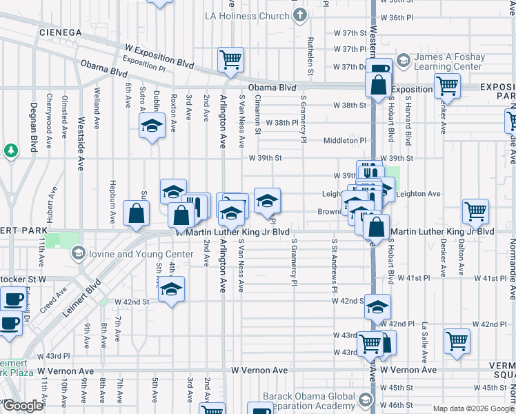 map of restaurants, bars, coffee shops, grocery stores, and more near 3957 South Wilton Place in Los Angeles