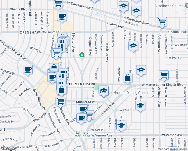 map of restaurants, bars, coffee shops, grocery stores, and more near 3972 Hubert Avenue in Los Angeles