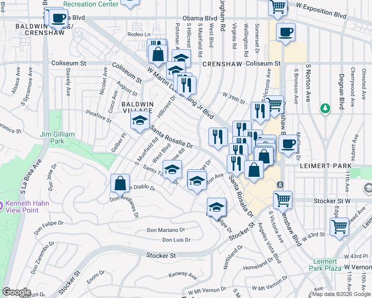 map of restaurants, bars, coffee shops, grocery stores, and more near in Los Angeles