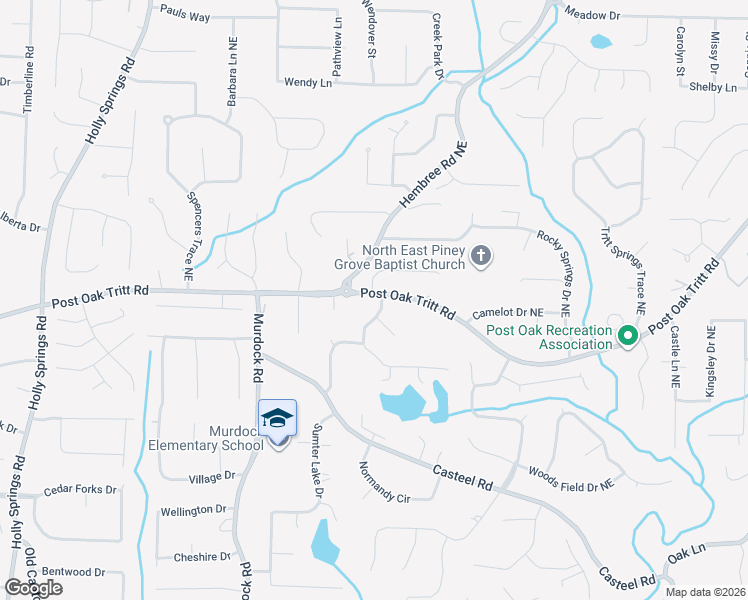map of restaurants, bars, coffee shops, grocery stores, and more near 3151 Post Oak Tritt Road in Marietta