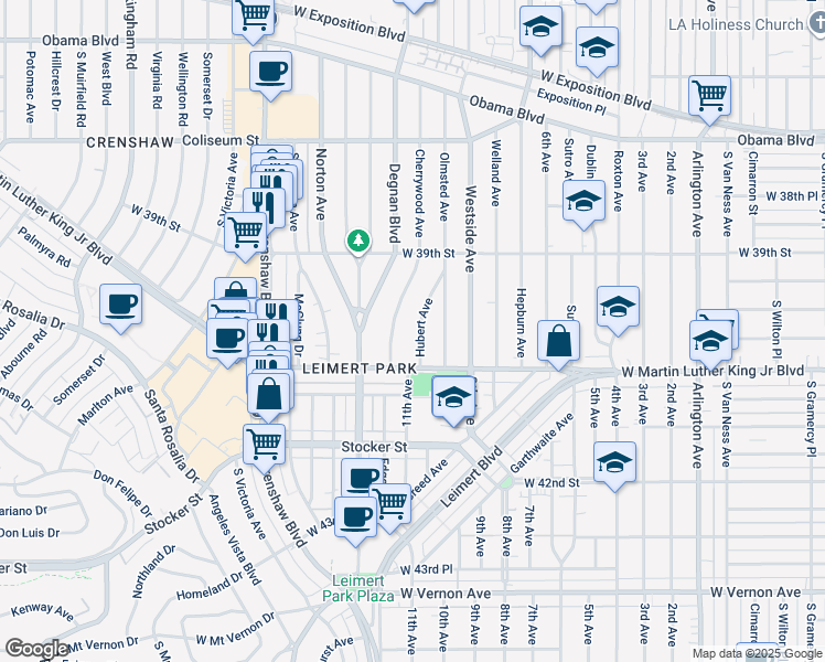 map of restaurants, bars, coffee shops, grocery stores, and more near 3991 Hubert Avenue in Los Angeles