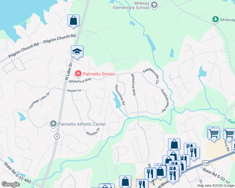 map of restaurants, bars, coffee shops, grocery stores, and more near 128 Silverstone Road in Lexington