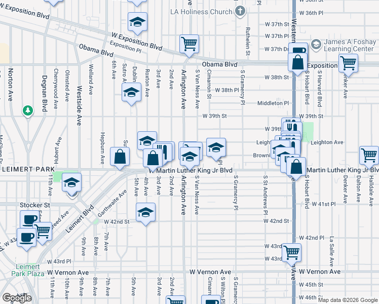 map of restaurants, bars, coffee shops, grocery stores, and more near 3968 Arlington Avenue in Los Angeles