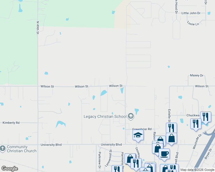 map of restaurants, bars, coffee shops, grocery stores, and more near 4012 Wilson Street in Durant