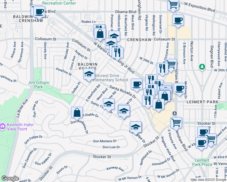 map of restaurants, bars, coffee shops, grocery stores, and more near in Los Angeles