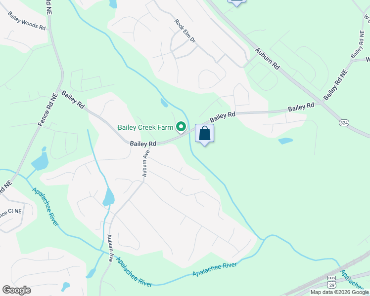 map of restaurants, bars, coffee shops, grocery stores, and more near 3338 Bailey Road in Dacula
