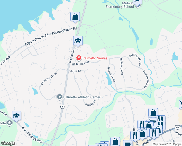 map of restaurants, bars, coffee shops, grocery stores, and more near 328 Bagford Court in Lexington