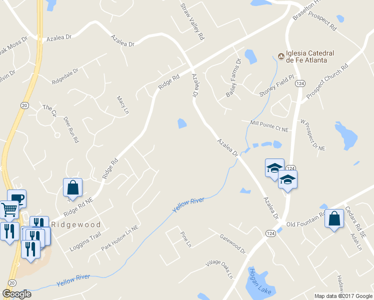 map of restaurants, bars, coffee shops, grocery stores, and more near 1480 Azalea Drive in Lawrenceville