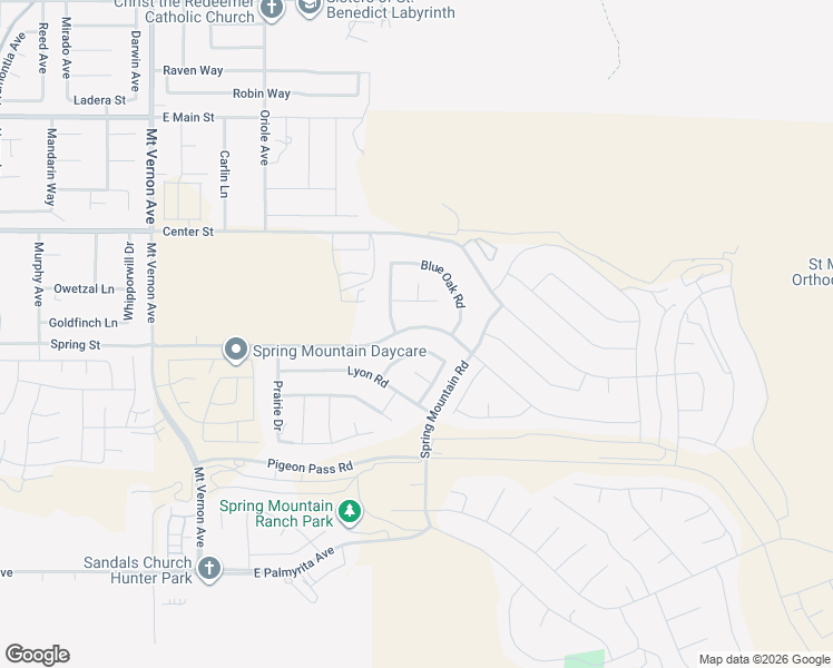 map of restaurants, bars, coffee shops, grocery stores, and more near 20583 Spring Street in Riverside