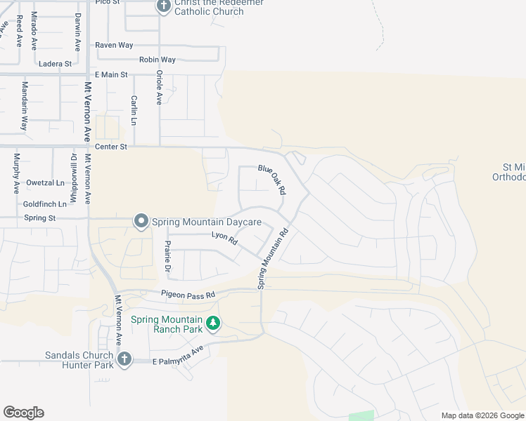 map of restaurants, bars, coffee shops, grocery stores, and more near 20619 Spring Street in Riverside