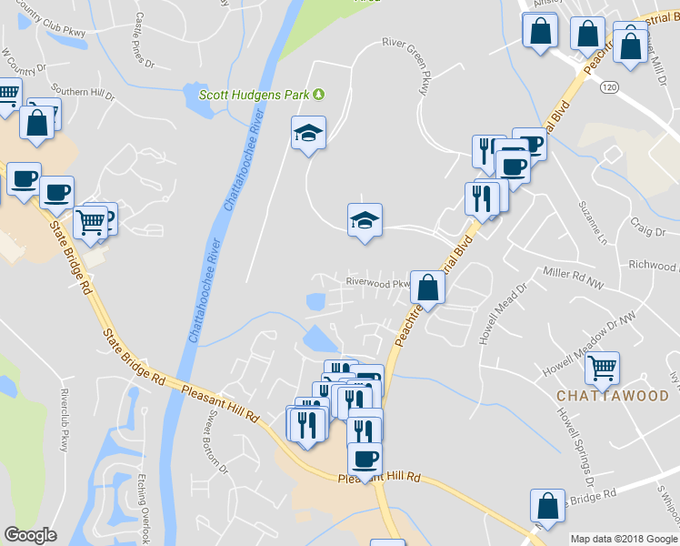 map of restaurants, bars, coffee shops, grocery stores, and more near 4109 Gray Birch Lane in Duluth