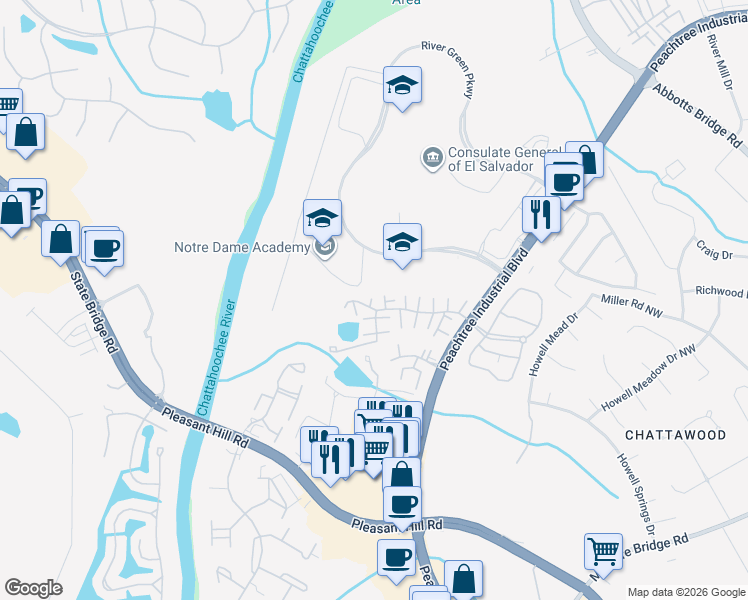 map of restaurants, bars, coffee shops, grocery stores, and more near 4109 Gray Birch Lane in Duluth