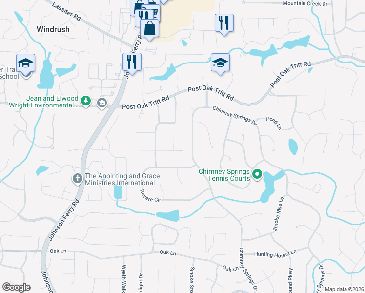 map of restaurants, bars, coffee shops, grocery stores, and more near 4347 Vienna Way in Marietta