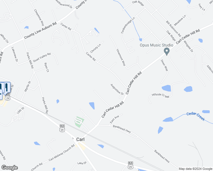map of restaurants, bars, coffee shops, grocery stores, and more near 1156 Augustine Drive in Auburn
