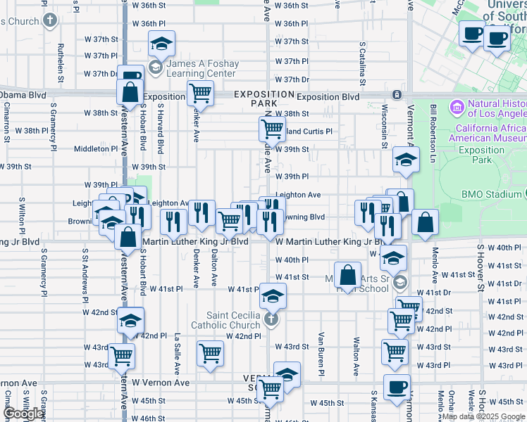 map of restaurants, bars, coffee shops, grocery stores, and more near 3967 Normandie Avenue in Los Angeles