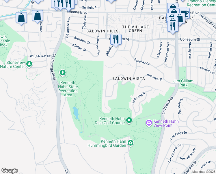 map of restaurants, bars, coffee shops, grocery stores, and more near 5245 Veronica Street in Los Angeles
