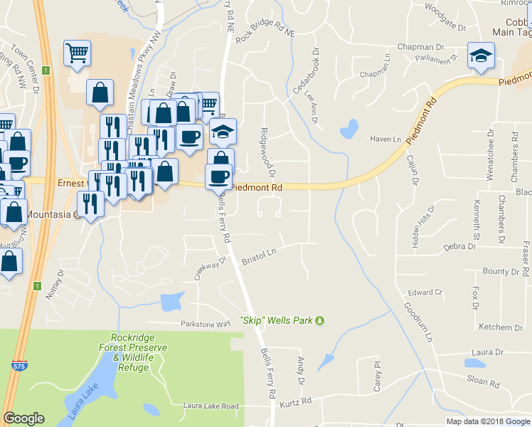map of restaurants, bars, coffee shops, grocery stores, and more near 2465 Cape Sable Drive in Marietta